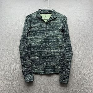 Nike‎ Pro Hyper Warm Jacket Womens Small S 1/4 zip Athletic Running Gray Green